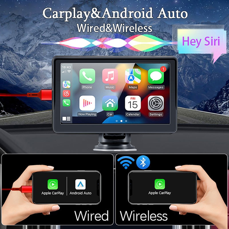car screen x6 7inch Car Radio Multimedia Video Player Wireless Apple Carplay Wired Android Auto Touch Screen 4.3 inch reverse image