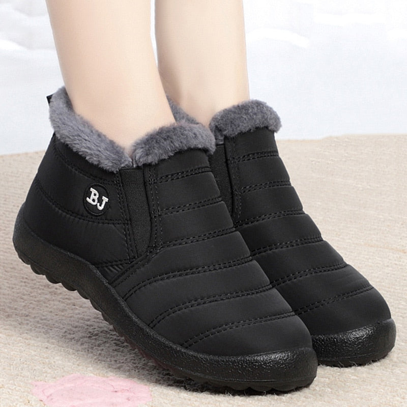 Women Boots Slip On Winter Shoes For Women Waterproof Ankle Boots Winter Boots Female Snow Botines 2022 Black Botas Femininas